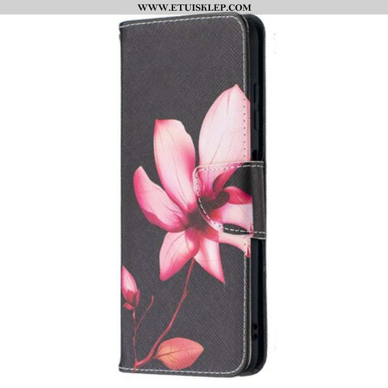 Skórzany Futerał do Poco X3 / X3 Pro / X3 NFC Różowy Kwiat